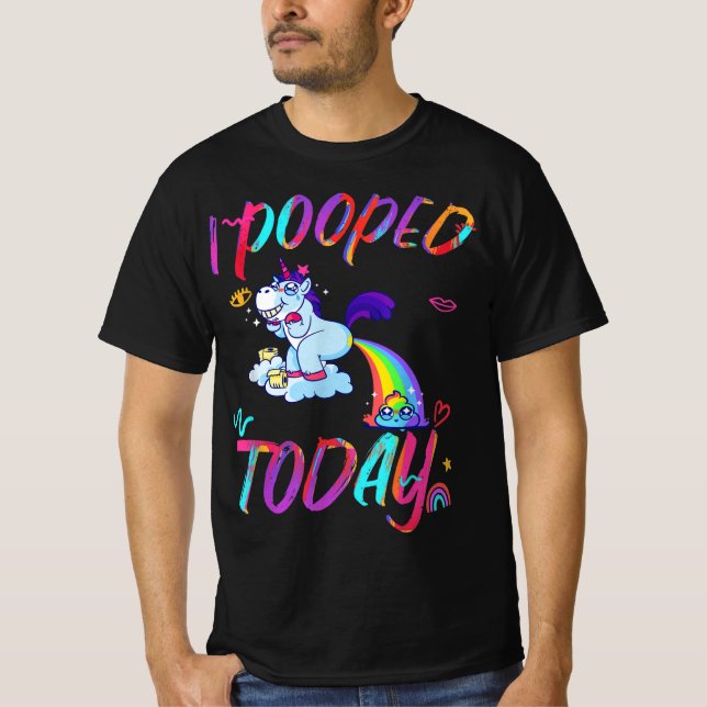 Lönsam enhörning i Pooped Today - Humor I poopoped T Shirt (Framsida)