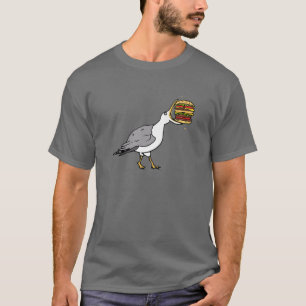 Lönsam fågel Fiskmås med Burger Hungrig mat T Shirt