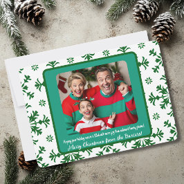 Lönsam familjefoto med Joy & Grönt Mönster Julkort