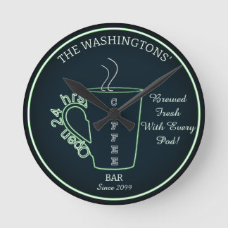 Lönsam familjekaffe Pub Wall Clock Rund Klocka