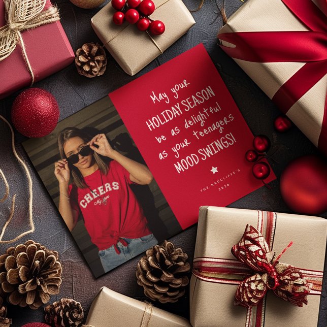 Lönsam Family Photo Red-jul Julkort (Skapare uppladdad)