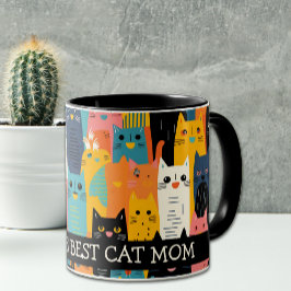 Lönsam färgstark Ansikte World's Best Cat Mamma Mugg