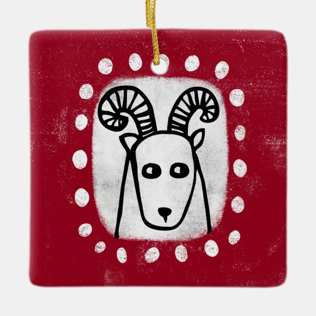 Lönsam fårram på röd ornament (Framsida)