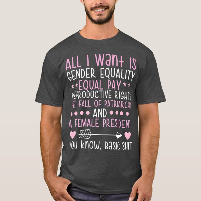 Lönsam feministisk gender jämställdhet mellan kvin t shirt (Framsida)