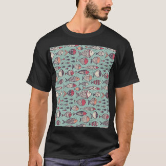 Lönsam fisk: handdragen sömlös mönster. t shirt