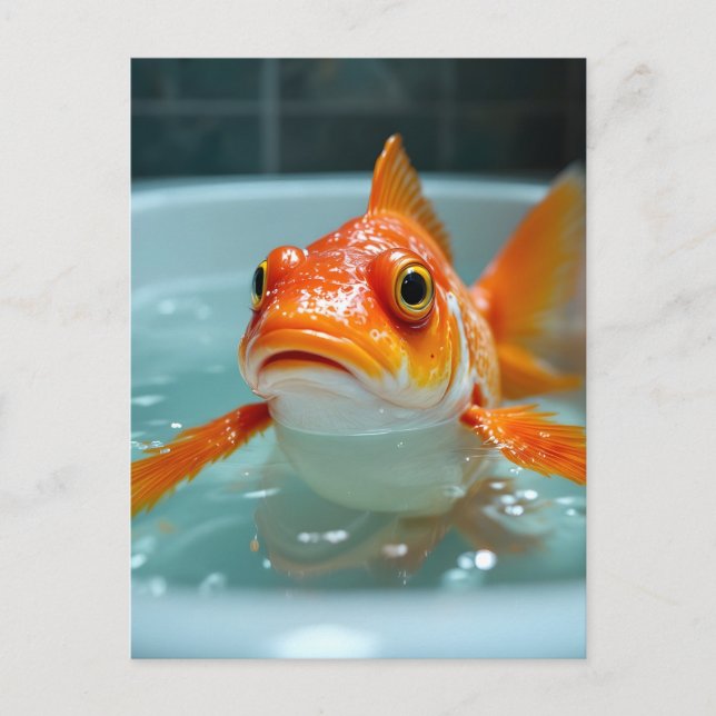 Lönsam fisk i badet vykort (Framsida)