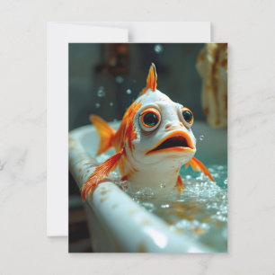 Lönsam fisk i badet vykort