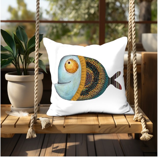 Lönsam fiskillustration för dekorativa insida-kons kudde (Skapare uppladdad)