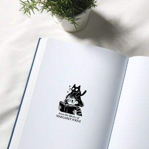 Lönsam flicka med Cat Bookplate Stämpel