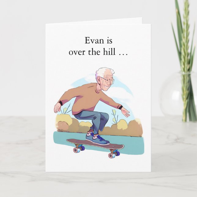 Lönsam födelsedag med Older Male Skateboarder Kort (Framsida)