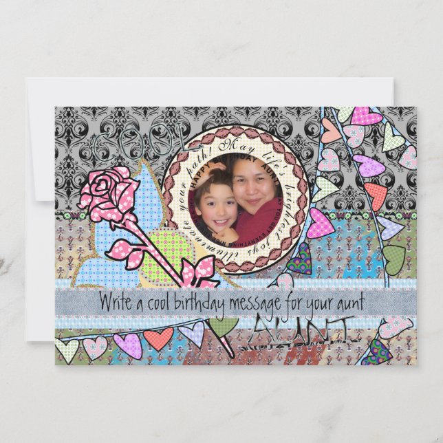 Lönsam födelsedagsmall fotokort - Moster Kort (Framsida)