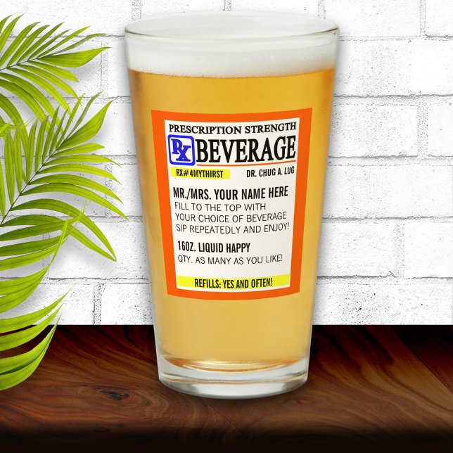 Lönsam förskrivningsetikett Pint Glass Glaskopp (Skapare uppladdad)