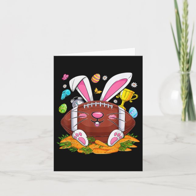 Lönsam fotboll&amp; Bunny Ansikte Eggs Glad påsk Kort (Framsida)