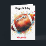 Lönsam fotbollsfärg Splas Birthday Gridiron Kort<br><div class="desc">Fotboll,  vattenfärg,  Stänk Birthday Gridiron</div>