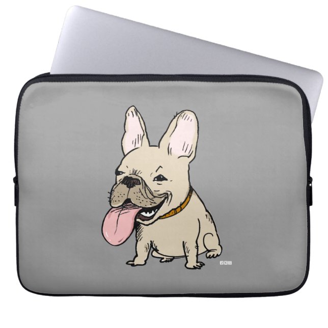 Lönsam Fransk Bulldog med stor Tunga som stickande Laptop Sleeve (Framsidan)