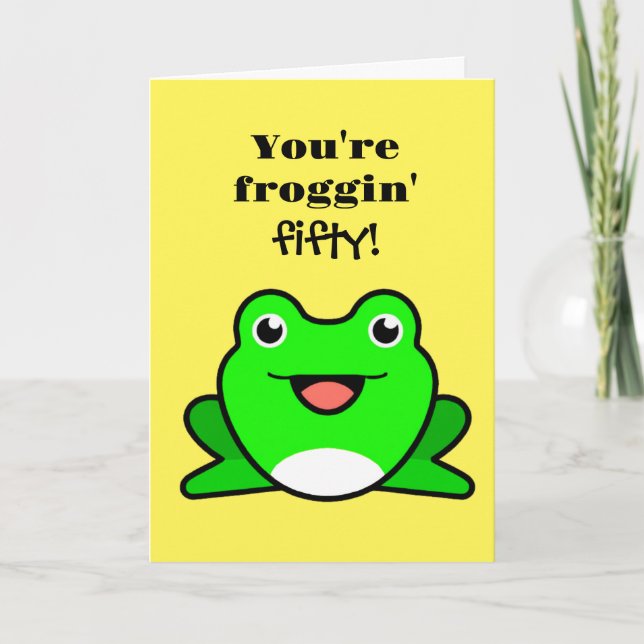 Lönsam Frog 50:e födelsedagen Kort (Framsida)