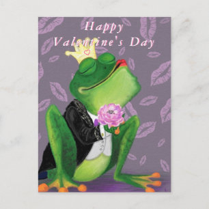 Lönsam Frog Prince Valentine Day Card - Kiss Vykort