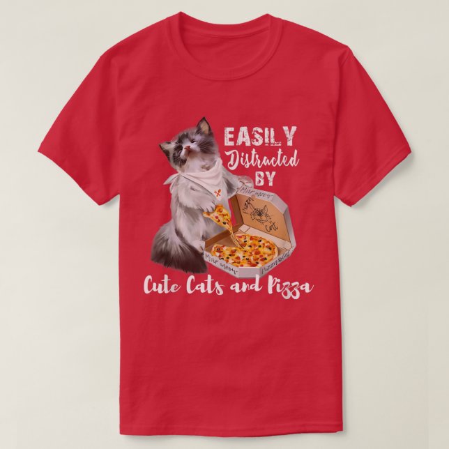 Lönsam gåva som lätt distraherats av katter och pi t shirt (Design framsida)