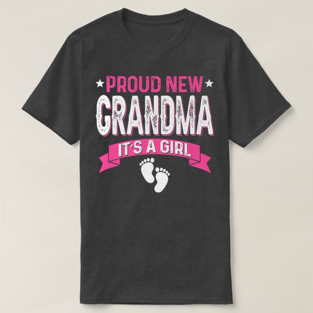 Lönsam Gender för familjen Reveal Proud New Grandm T Shirt (Design framsida)