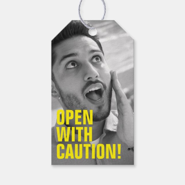 Lönsam Gift-märkre med svart och vit Ansikte-foto Presentetikett (Framsidan)