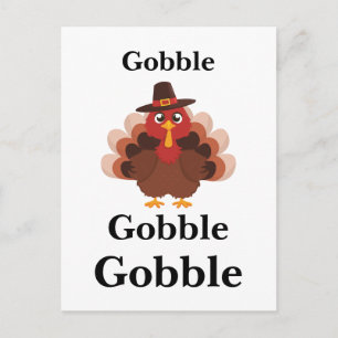 Lönsam Gobble Thanksgiving Cute Minimalistic Turke Helg Vykort