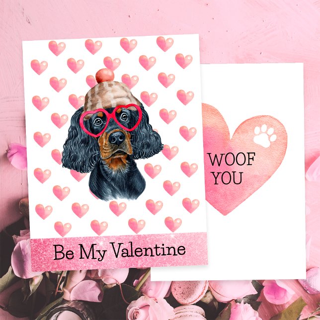 Lönsam Gordon Setter I Woof You Hund Valentine Day Julkort (Skapare uppladdad)