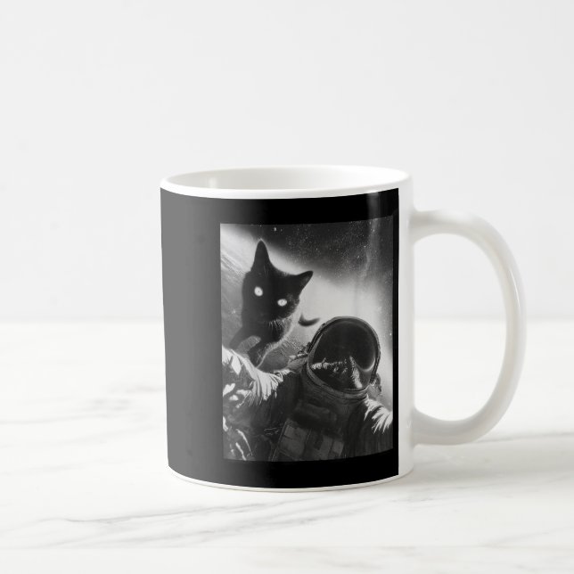 Lönsam grafik - katt astronaut Selfie Funny _1 Kaffemugg (Höger)