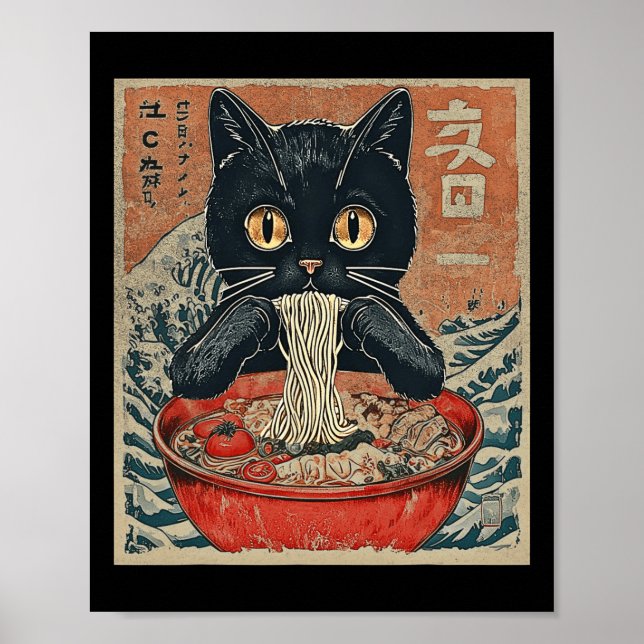 Lönsam grafik Tees Kawaii Cat Anime ger Cat Rame Poster (Framsidan)