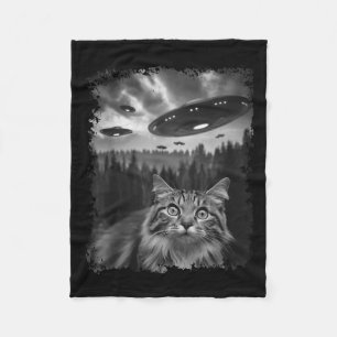Lönsam grafisk kattselfie med Bigfoot Sasquatch Al Fleecefilt
