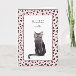 Lönsam Grått Cat med leopard Skriv ut glas från fö Kort