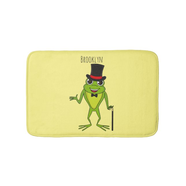 Lönsam groda med top hat tecknad badrumsmatta (Framsidan)