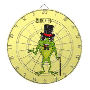 Lönsam groda med top hat tecknad darttavla
