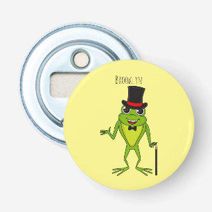 Lönsam groda med top hat tecknad flasköppnare
