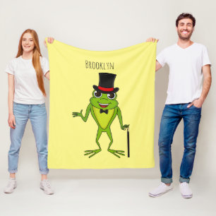 Lönsam groda med top hat tecknad fleecefilt