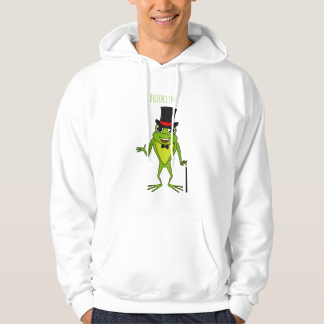 Lönsam groda med top hat tecknad hoodie (Framsida)