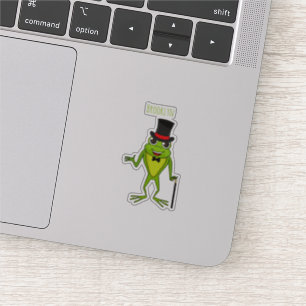 Lönsam groda med top hat tecknad klistermärken