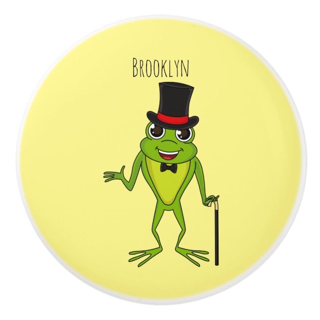 Lönsam groda med top hat tecknad knopp (Framsidan)
