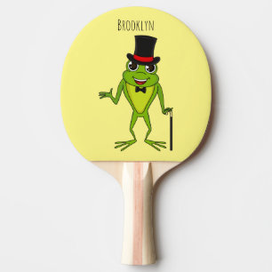 Lönsam groda med top hat tecknad pingisracket