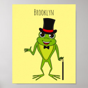 Lönsam groda med top hat tecknad poster