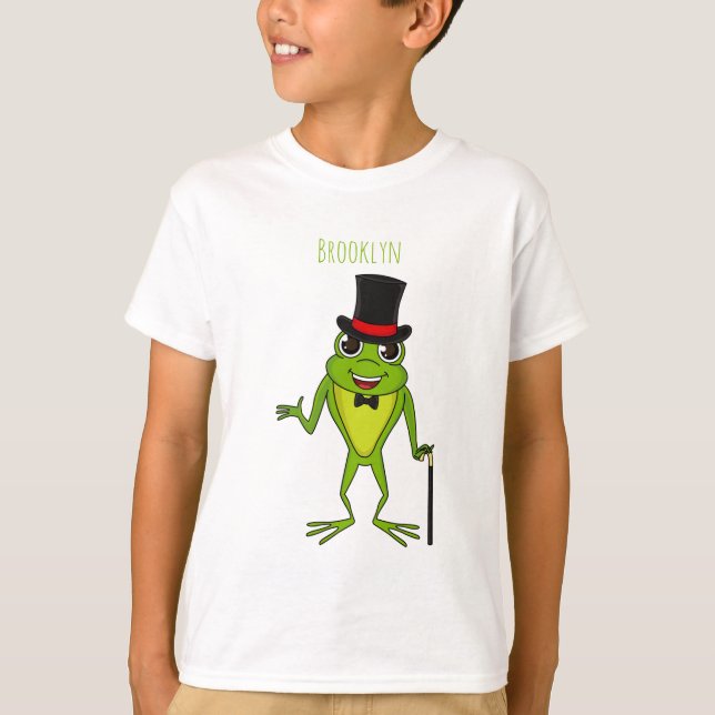 Lönsam groda med top hat tecknad t shirt (Framsida)