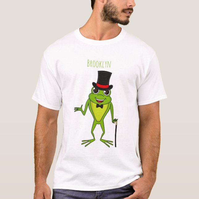 Lönsam groda med top hat tecknad t shirt (Framsida)