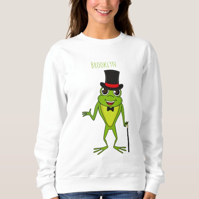 Lönsam groda med top hat tecknad t shirt (Framsida)