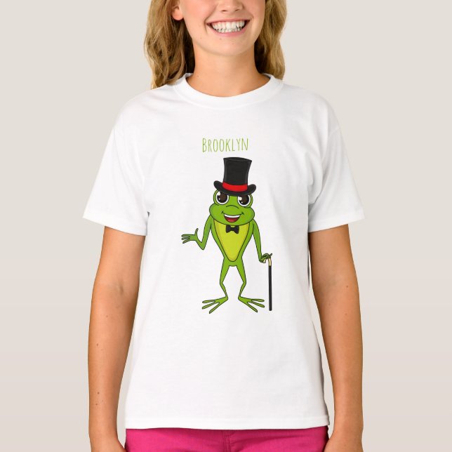 Lönsam groda med top hat tecknad t shirt (Framsida)