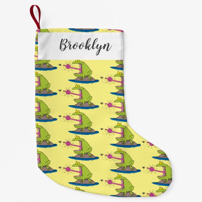 Lönsam groda och fluggroda tecknad liten julstrumpa (Framsidan)