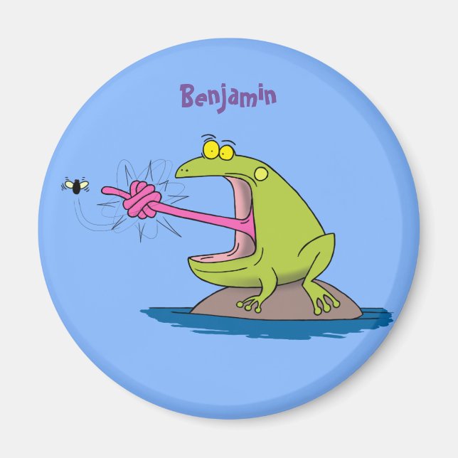 Lönsam groda och fluggroda tecknad magnet (Framsidan)