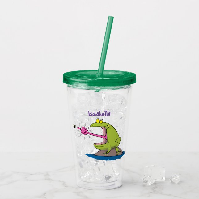 Lönsam groda och fluggroda tecknad take away mugg (Baksida Ice)