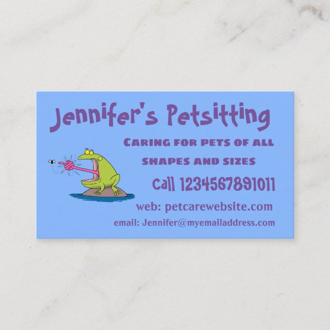 Lönsam groda och fluggroda tecknad visitkort (Framsida)