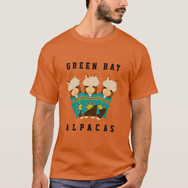 Lönsam Grönt Bay Alpacas Sports Team T Shirt (Framsida)