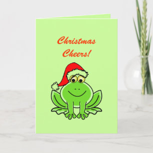 Lönsam Grönt Frog Jultomten Hat jul Cheers Helgkort