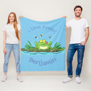 Lönsam grönt groda med illustration av flugornas t fleecefilt